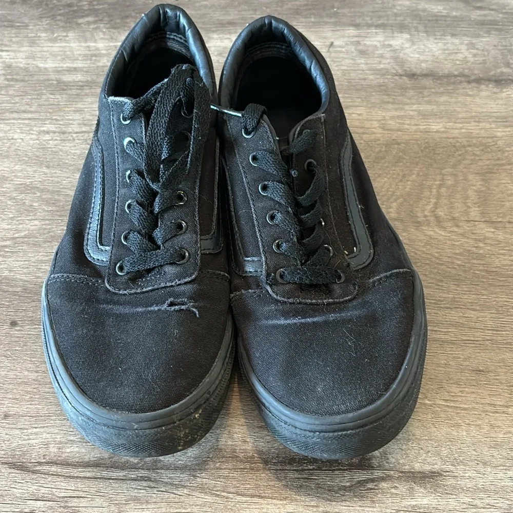 Vans all black lace up sneakers youth size 5.5